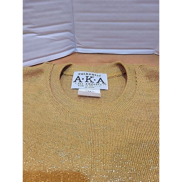 authentic A.K.A. Women's Gold Blouse Size M Vintage,Holiday Party,Classy! USmade - Picture 5 of 8